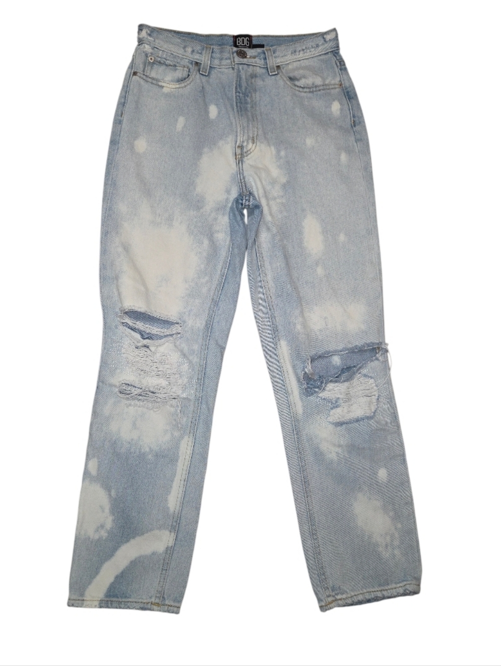 BDG Slim Straight High Waist Acid Wash Distressed Jeans